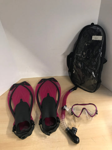 Snorkel Dive Fins Ladies Shoe Size 4.5-8.5 Leader Raspberry and Grey Excellent