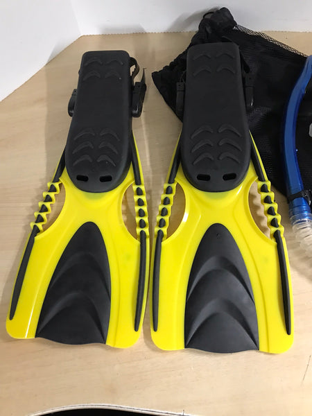 Snorkel Dive Fins Men's Shoe Size 4.5-8.5 Ladies 4.5-9 Reef Black Yellow Excellent
