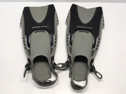 Snorkel Dive Fins Men's Shoe Size 4.5-8.5 Sea Doo Grey Black Excellent