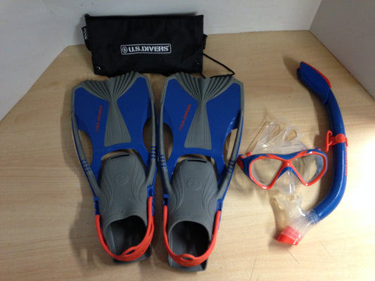 Snorkel Dive Fins  Men's Shoe Size 5-8 US Divers Blue Orange Some Wear