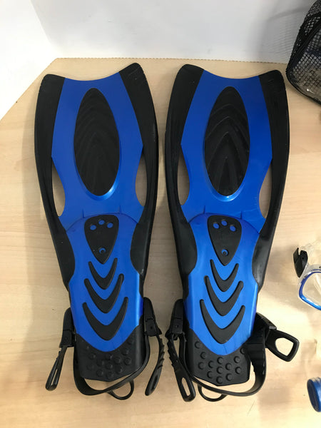 Snorkel Dive Fins Men's Shoe Size 7-10 U.S. Divers Blue Black Excellent