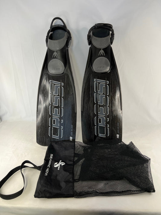 Snorkel Dive Fins Men's Shoe Size 9-11 Cressi Sub Diving Black Grey Excellent