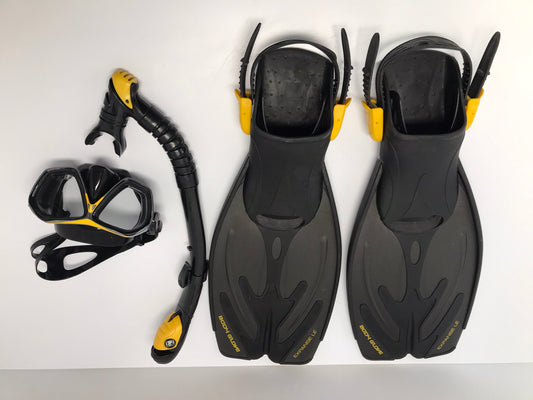 Snorkel Dive Fins Men's Shoe Size 9-13 Body Glove Black Yellow As New Excellent