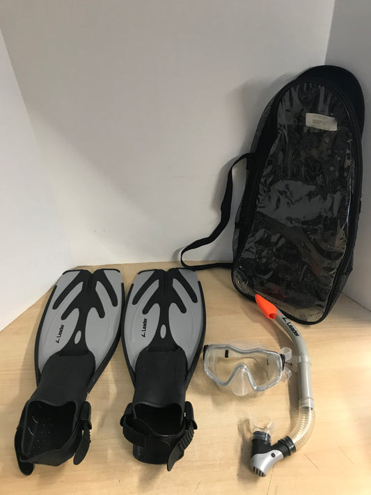 Snorkel Dive Fins Men's Shoe Size 9-13 Leader White and Grey Excellent