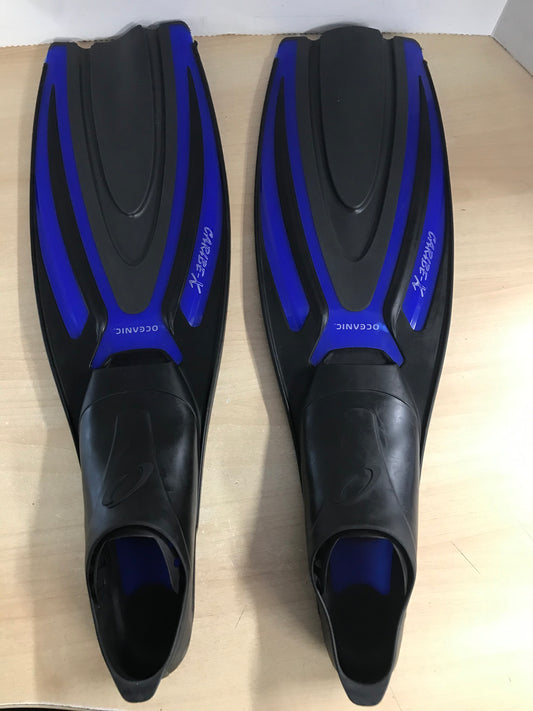 Snorkel Dive Fins Men's Size 10-11 Shoe Size Oceanic Blue Black Excellent