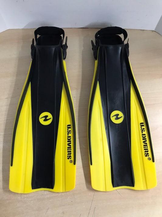 Snorkel Dive Fins Men's Size 9-13 U.S. Divers Yellow Black As New Excellent