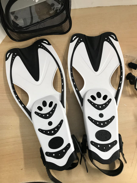 Snorkel Dive Fins Set Ladies Shoe Size 6-8 Speedo Black White As New