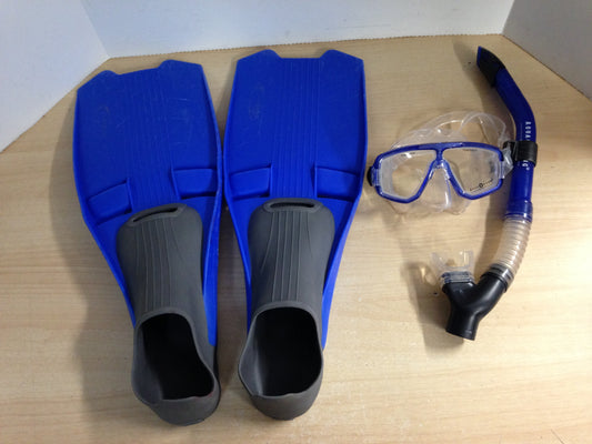 Snorkel Dive Fins Set Ladies Size 9-10 Shoe Dive Gear and Others Grey Blue