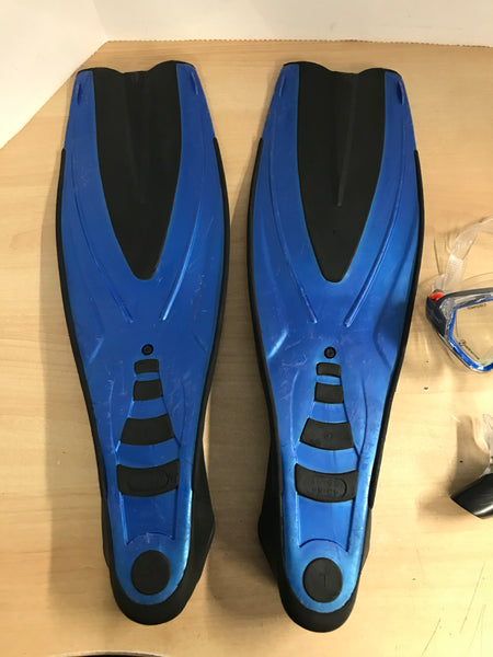 Snorkel Dive Fins Set Men's Shoe Size 9.5-11 US Divers Pro Flex And Other Blue Black