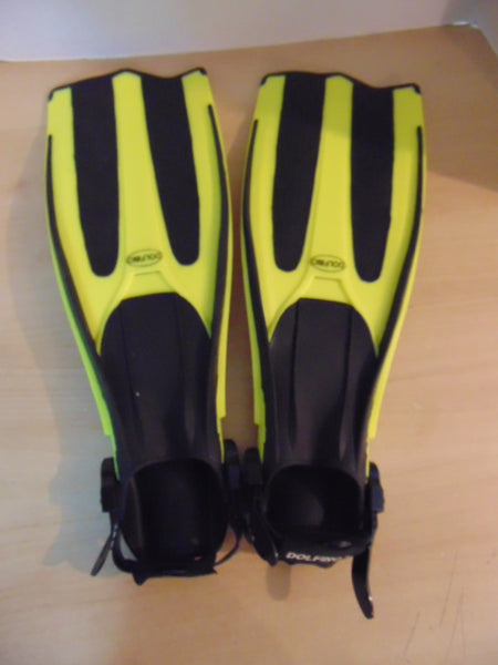 Snorkel Dive Fins Adult Youth Size 4.5 - 8.5 Shoe Size Dolfino Black Yellow