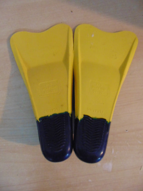Snorkel Dive Fins Child Size 5-7 Shoe Size Floating Yellow Blue Swim Fins