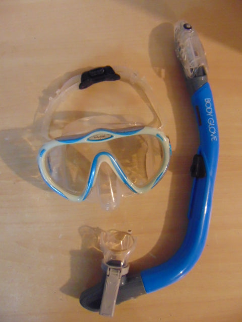 Snorkel Dive Fins Set Child Shoe Size 1-4 Aqua Fins and US Divers Blue Black