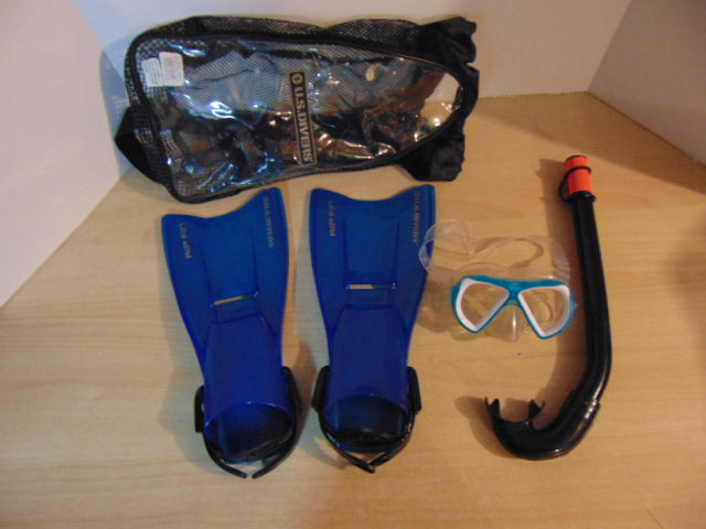 Snorkel Dive Fins Set Child Shoe Size 9-13 Assorted Blue Black