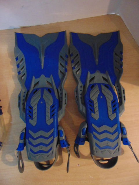 Snorkel Dive Fins Set Child Shoe Size 9-13 Shoe Blue Grey