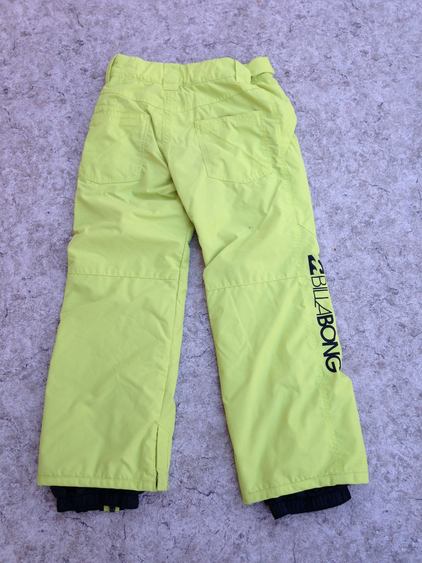 Snow Pants Child Size 10-12 Billabong Snowboarding Adjustable Waist Lime and Black New Demo Model
