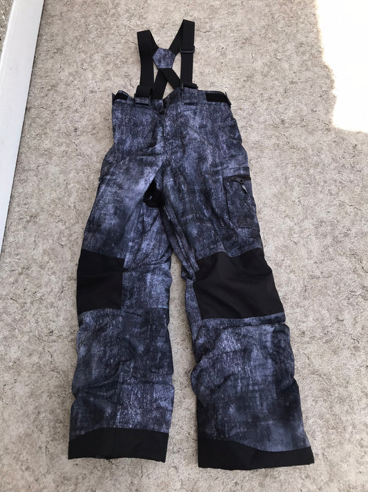 Snow Pants Child Size 10-12 Ripzone Black Grey With Removeable Straps New Demo Model