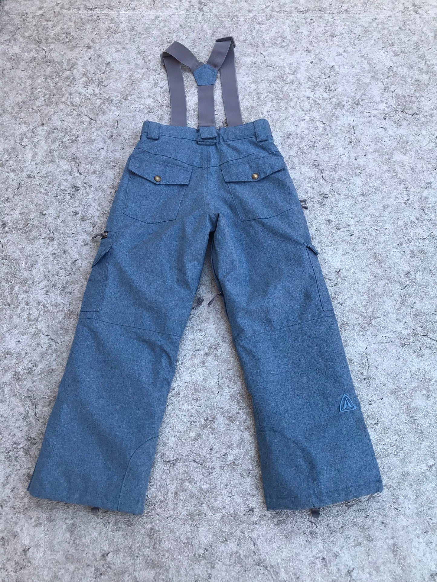 Snow Pants Child Size 12 FireFly Denim Blue Grey Removeable Straps New Demo Model