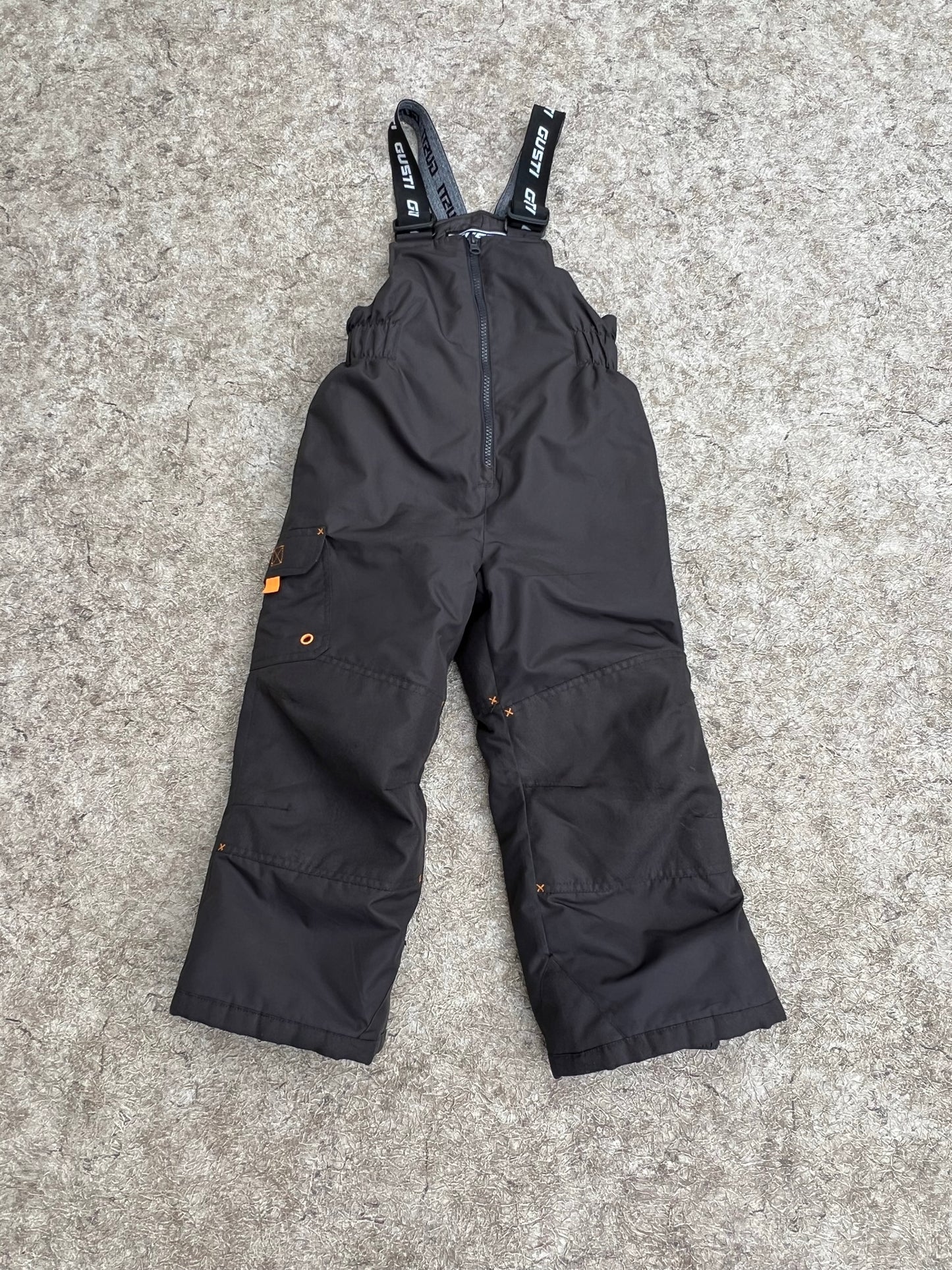 Snow Pants Child Size 5-6 Gusti Smoke Grey and Orange With Bib