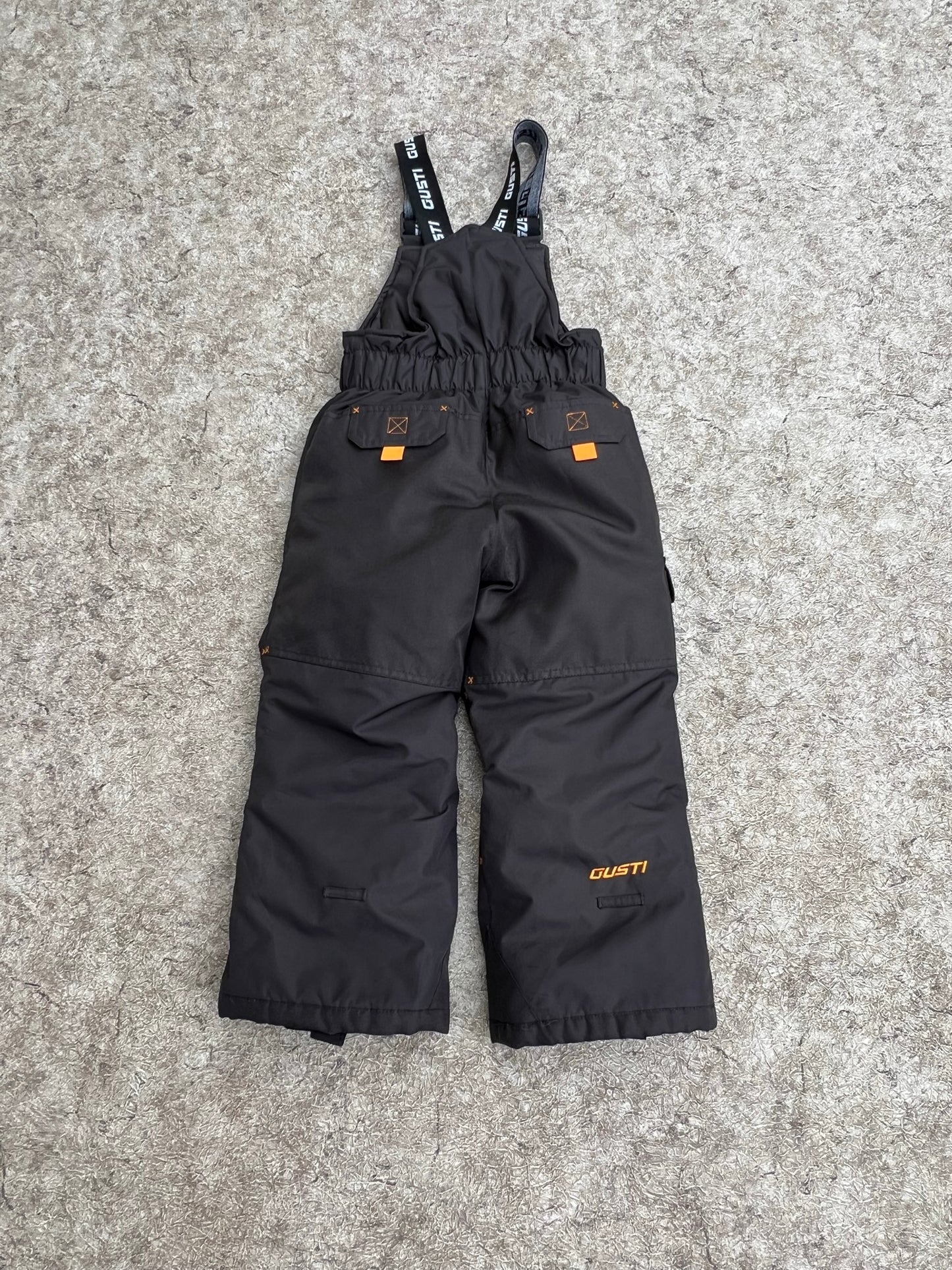 Snow Pants Child Size 5-6 Gusti Smoke Grey and Orange With Bib