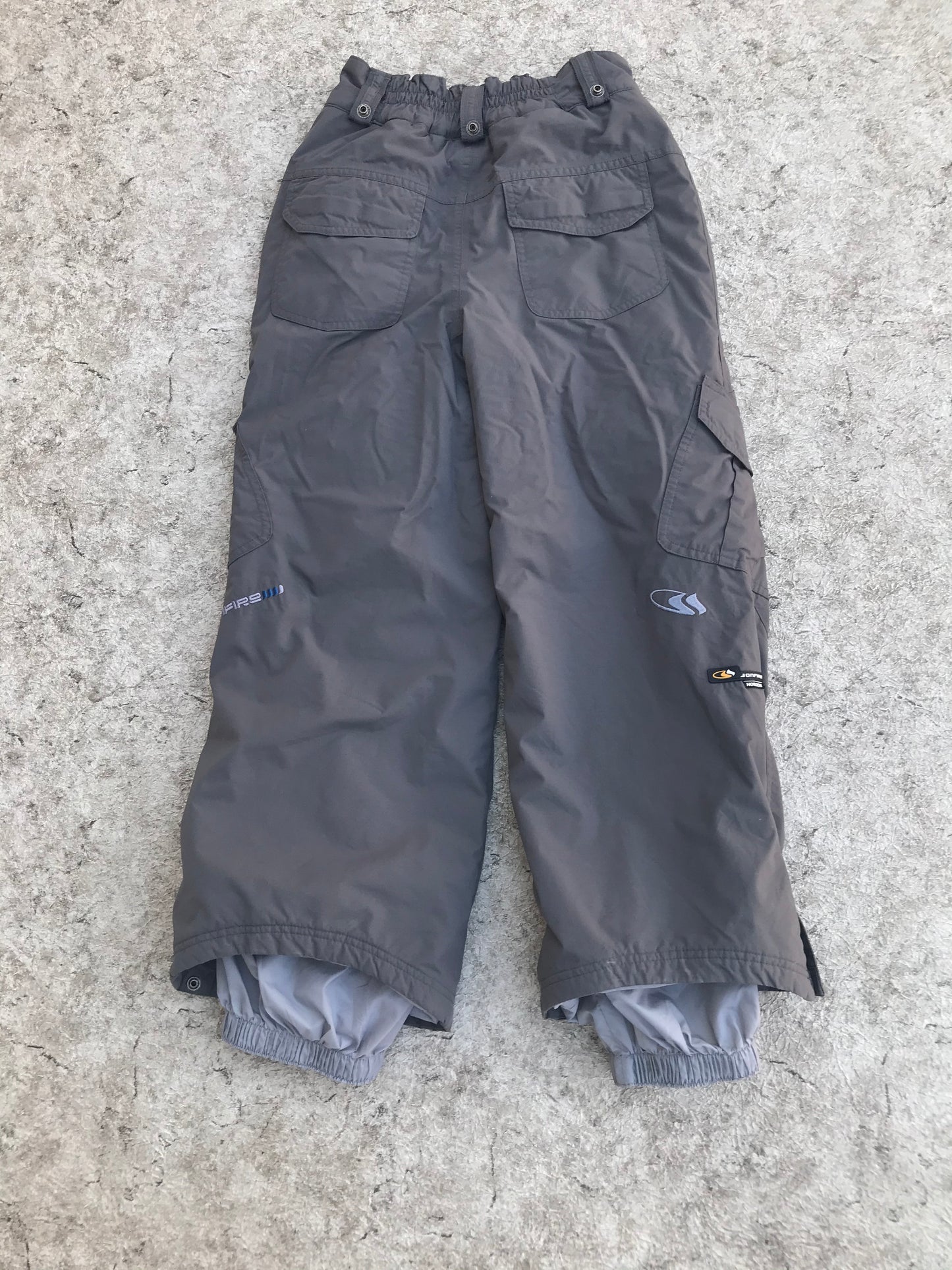 Snow Pants Child Size 8-10 Bonfire Micro Fleece Lined Inside Gravel Grey  Snowboarding As New