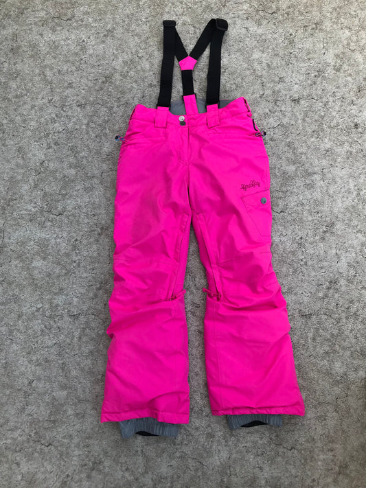 Snow Pants Child Size 8-10 Firefly Fushia Black With Suspenders Excellent
