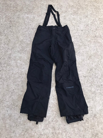 Snow Pants Ladies Size Medium Columbia Titanium Waterproof Full Zippers Up Both Legs Suspenders Black As New
