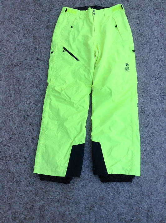 Snow Pants Men's Size Medium Mountain Hard Ware Waterproof Heavy Duty Black and Lime Excellent
