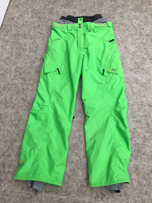 Snow Pants Men's Size X Large Special Blend With Extra Snow Cuff On Waist Waterproof Lime Black Excellent