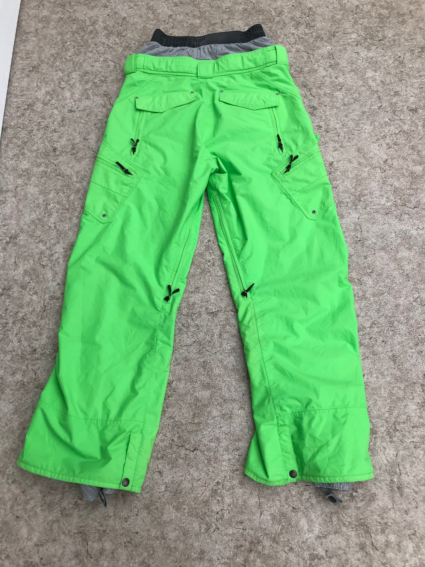 Snow Pants Men's Size X Large Special Blend With Extra Snow Cuff On Waist Waterproof Lime Black Excellent