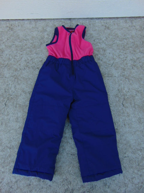 Snow Pants Child Size 3 Cricket Pink Fleece Bib Blue Pants