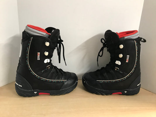Snowboarding Boots Ladies Size 9 Roxy Black With Flowers Excellent