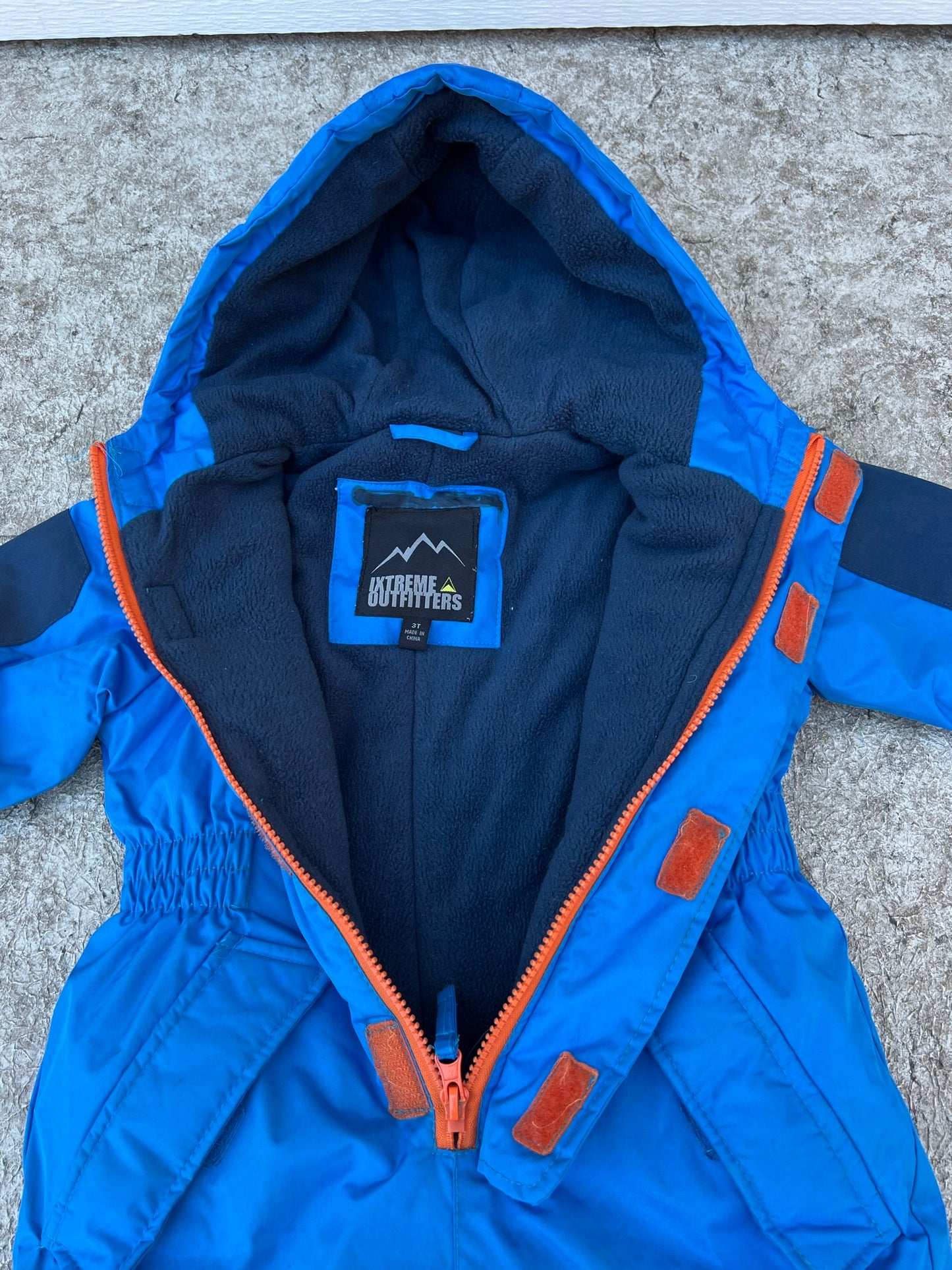 Snowsuit Child Size 3 T Xtreame Blue and Tangerine Fleece Lined As New