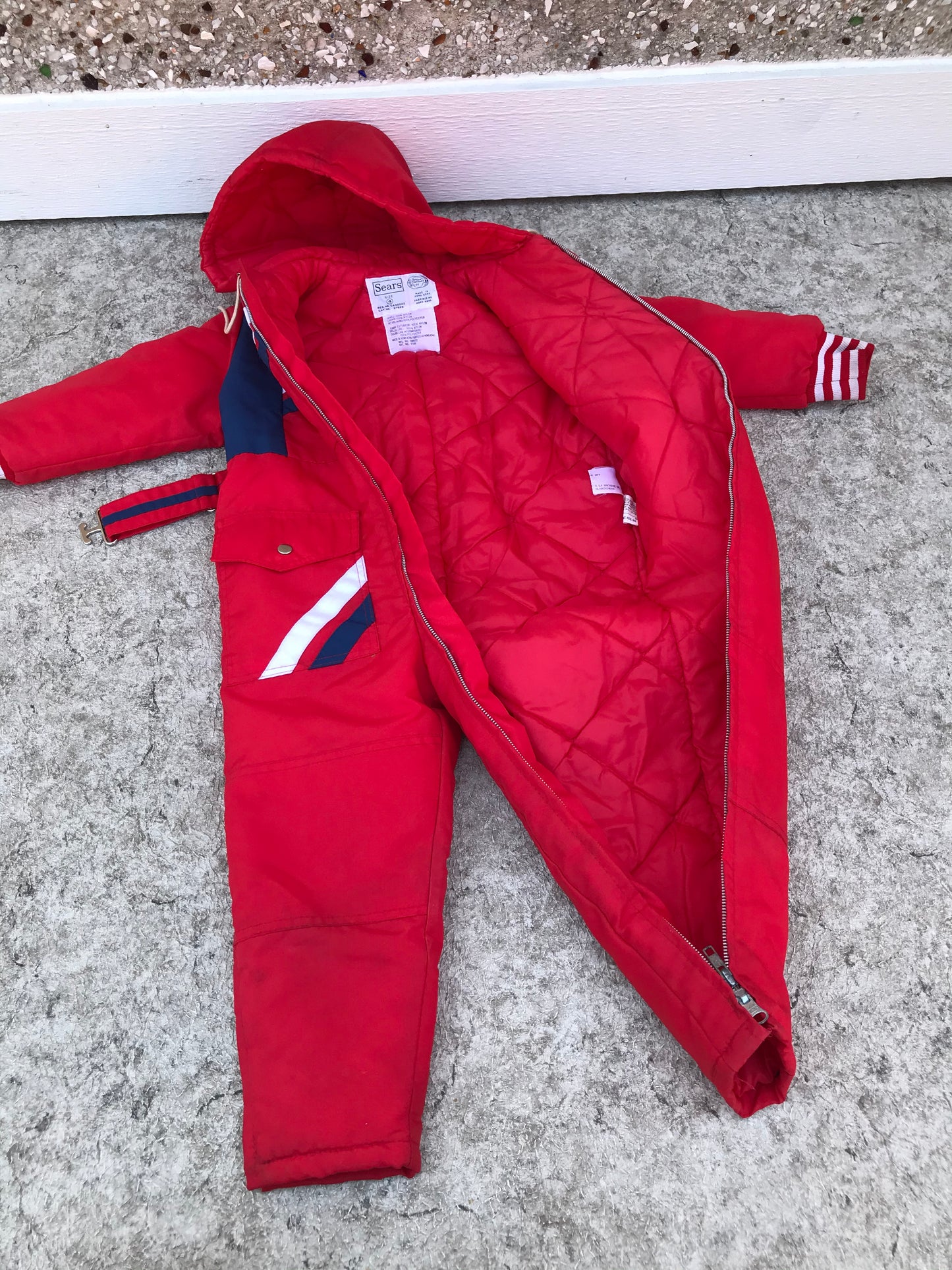 Snowsuit Child Size 4 Vintage Retro 1970's Snowsuit Red 1 pc As New
