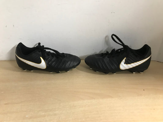 Soccer Shoes Cleats Child Size 13 Nike Tiempo Black White Gold Excellent