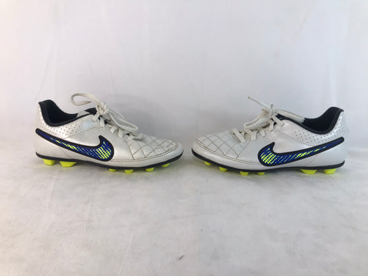 Soccer Shoes Cleats Child Size 1 Nike Tiempo White Blue Excellent