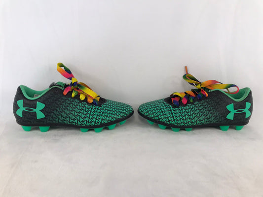 Soccer Shoes Cleats Child Size 2.5 Under Armour Black Green Multi