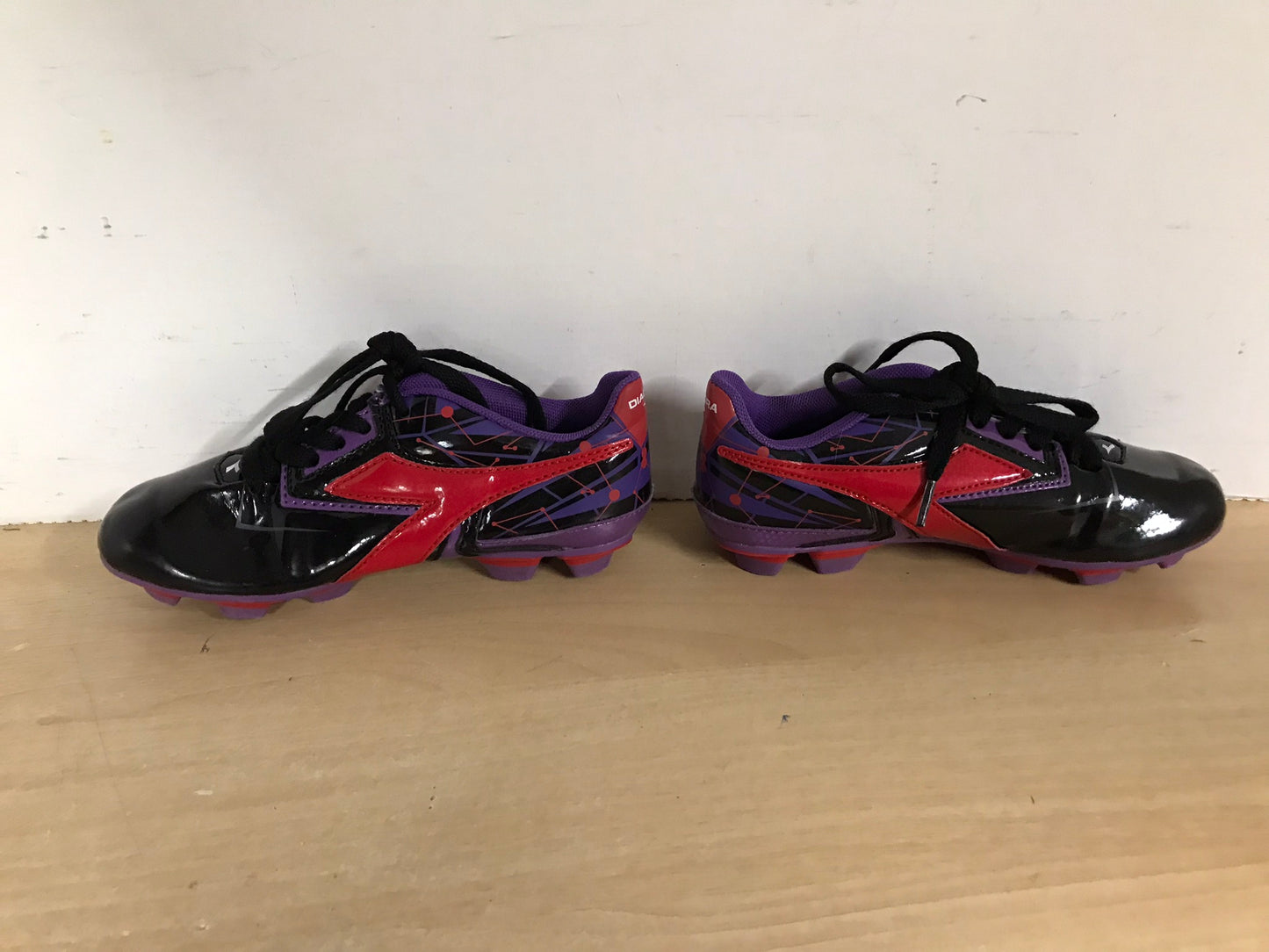 Soccer Shoes Cleats Child Size 3 Diadora Purple Red Black Excellent