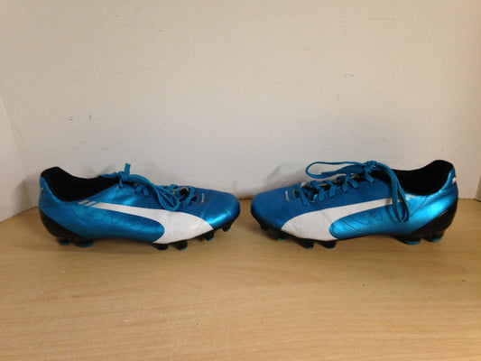 Soccer Shoes Cleats Child Size 4.5 Puma Evo Blue White Black