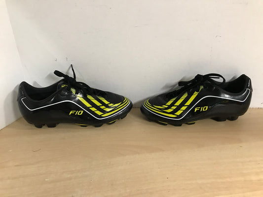 Soccer Shoes Cleats Child Size 4 Adidas F10 Black Yellow Excellent