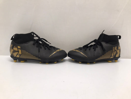 Soccer Shoes Cleats Child Size 4 Nike Mercurial Black Gold With Slipper Foot