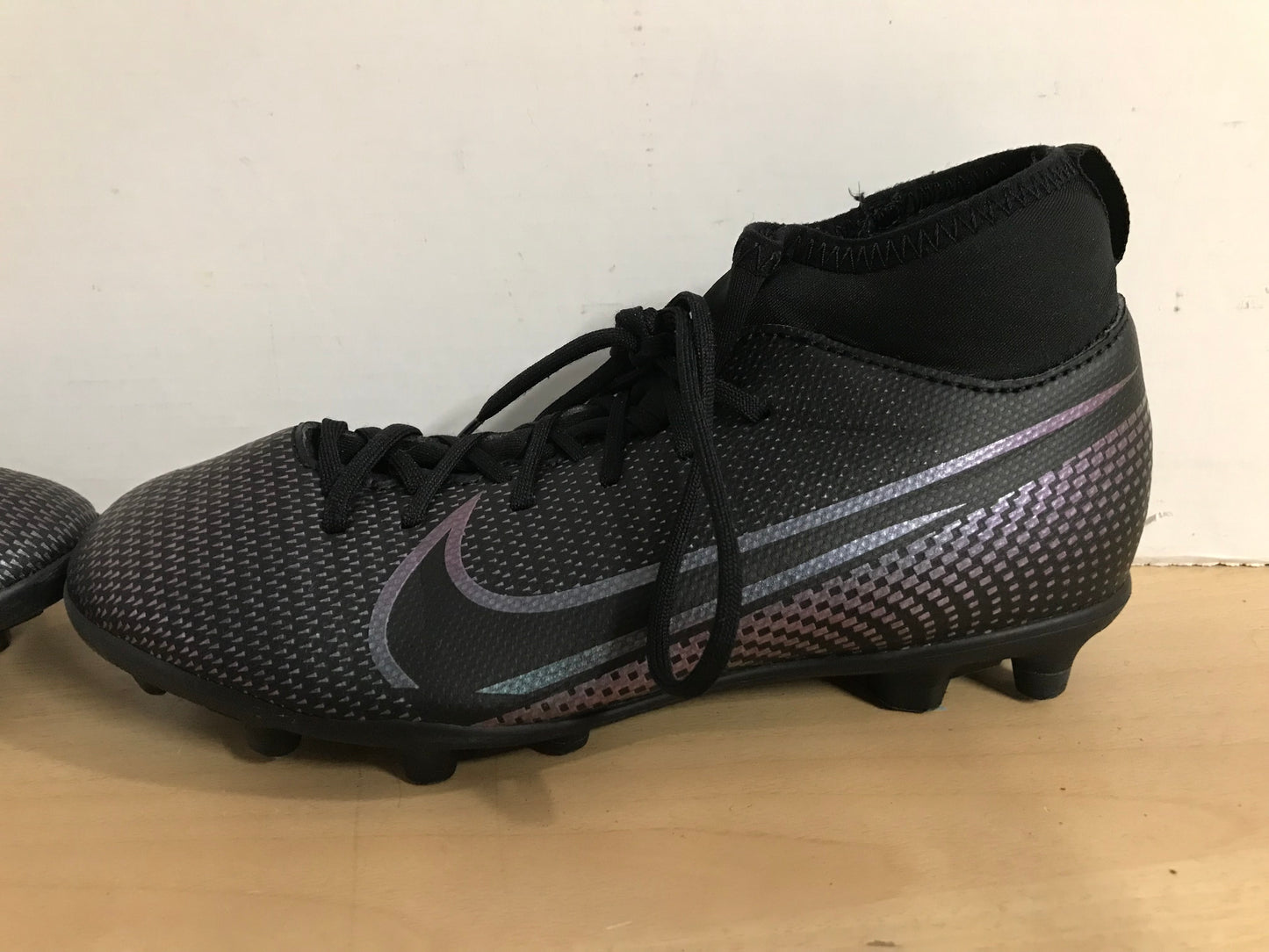 Soccer Shoes Cleats Child Size 4 Nike Mercurial Slipper Foot Black Grey Excellent
