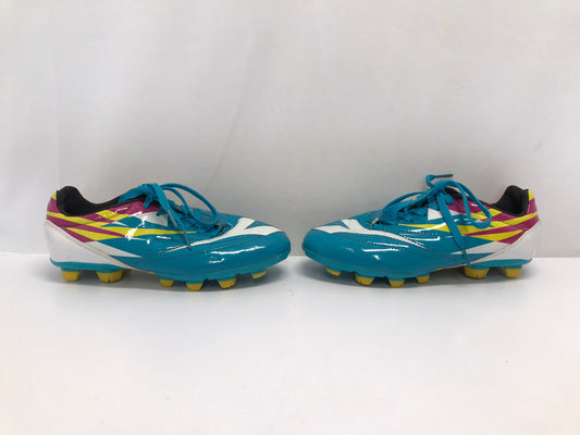 Soccer Shoes Cleats Child Size 5 Diadora Teal Yellow Fushia