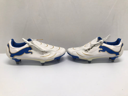 Soccer Shoes Cleats Child Size 5 Puma White Blue GoldMetal Tips As New