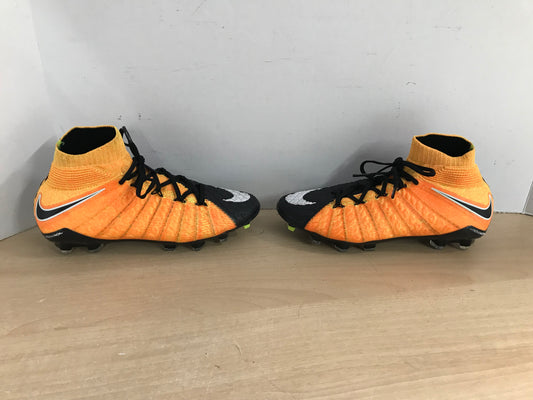 Soccer Shoes Cleats Child Size 6 Nike Flykniti Slipper Foot Youth Black Orange Yellow Excellent