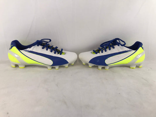 Soccer Shoes Cleats Men's Size 6.5 Puma Evo Speed 4 White Blue Lime Outstanding Quality  Excellent