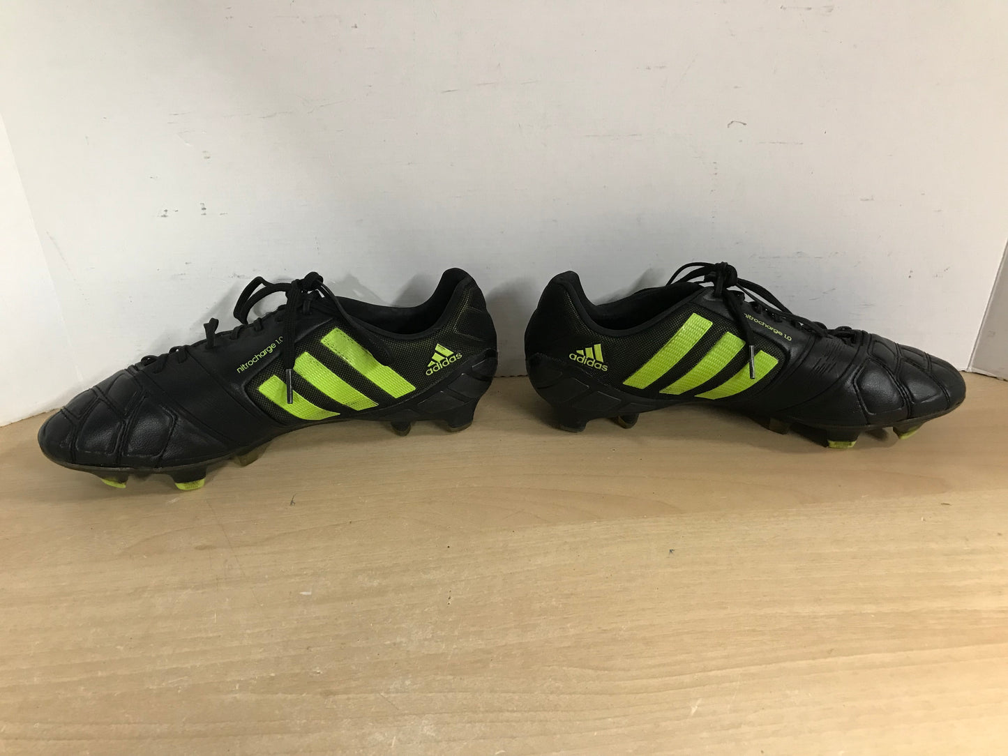 Soccer Shoes Cleats Men's Size 7.5 Adidas Nitrocharge Leather Black Lime Excellent