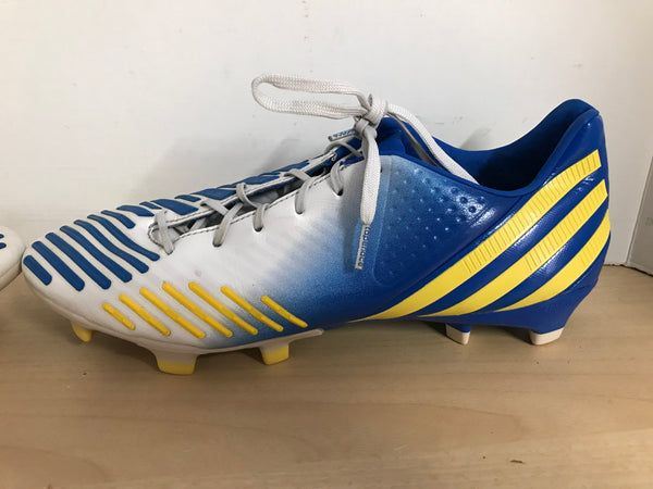 Soccer Shoes Cleats Men's Size 9 Adidas Preditor Blue White Yellow