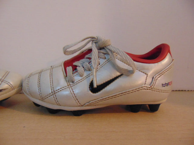 Soccer Shoes Cleats Child Size 10 Nike Total 90 Red Silver