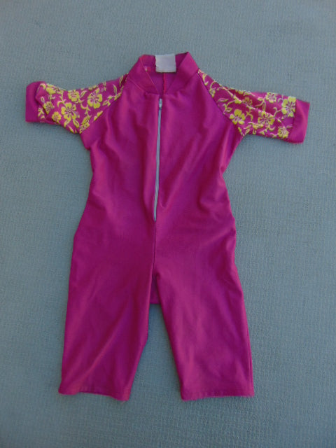 Sun Wear Child Size 18 Month UV Ray Fushia Yellow Flowers and Bum Frill