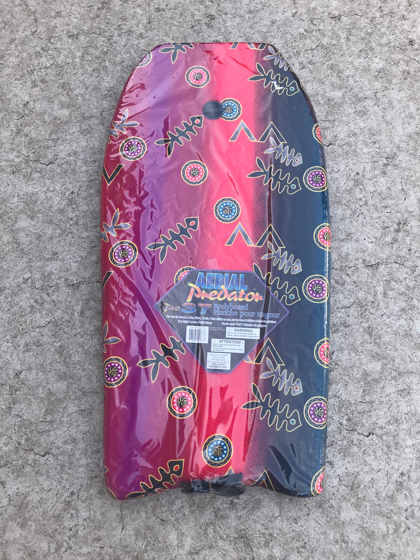 Surf Bodyboard Skim Boogie Board Arial Predator Red Multi NEW SEALED 37 inch